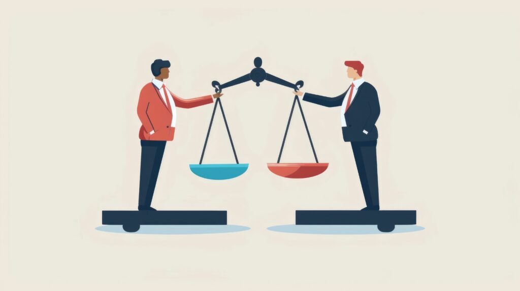 Une balance qui représente le choix entre Bootstrapping et levée de fonds